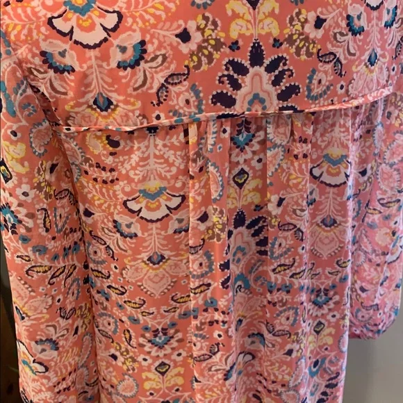 🌹As U Wish • Boho Coral Floral Spring Summer DEEP VEE Mini Dress - Picture 8 of 12